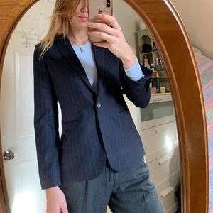 Massimo Dutti Wool Blazer navy with strips